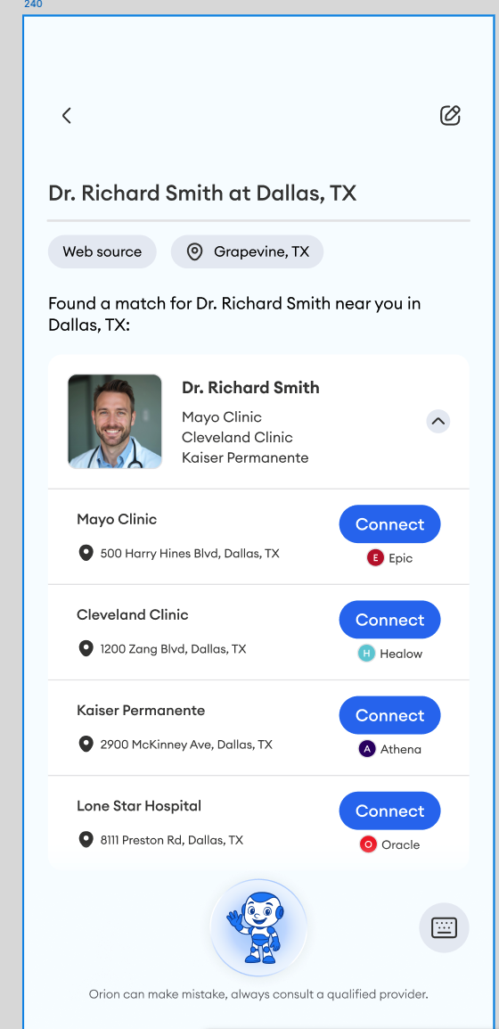 Connect to healthcare systems - Mayo Clinic, Cleveland Clinic, Kaiser Permanente